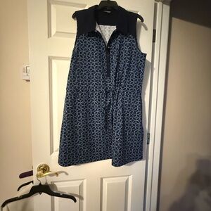 Talbots Navy and White Patterned Mini Dress